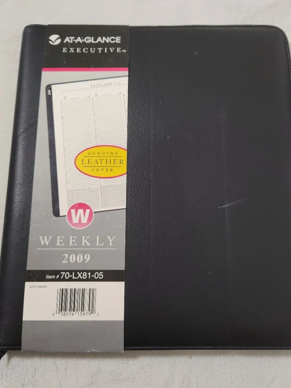 At A Glance Leather Cover 11 in x 10 in Weekly 70-LX81-05 Calculator Card Slots